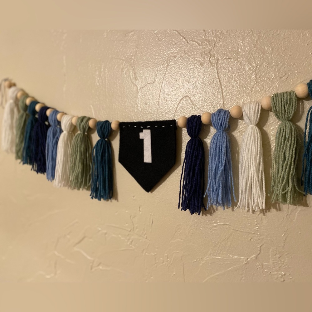 1st Birthday Handmade boho yarn garland